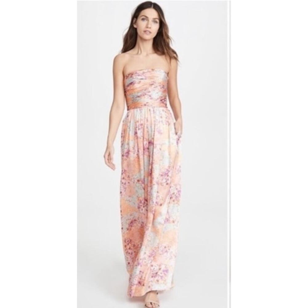 AMUR Kallia Jumpsuit 100% Silk Floral Patchwork Strapless Wide Leg Multicolor 6 - Picture 2 of 10
